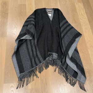 Elegant Black and Gray Poncho